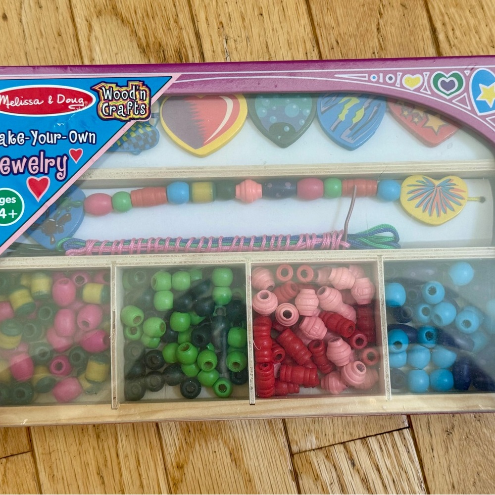Melissa & Doug Pink and Blue Learning Bead Kit Wooden Beads